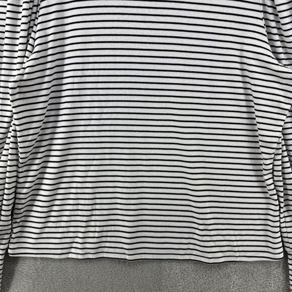 Draper James Top Womens XXL White Black Striped Mock Neck Long Puff Sleeve New - Picture 4 of 16